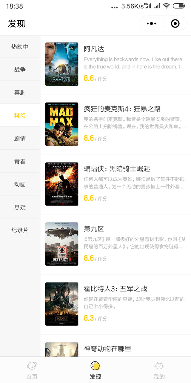多骨魚·楽間 電影排行榜-微信小程序